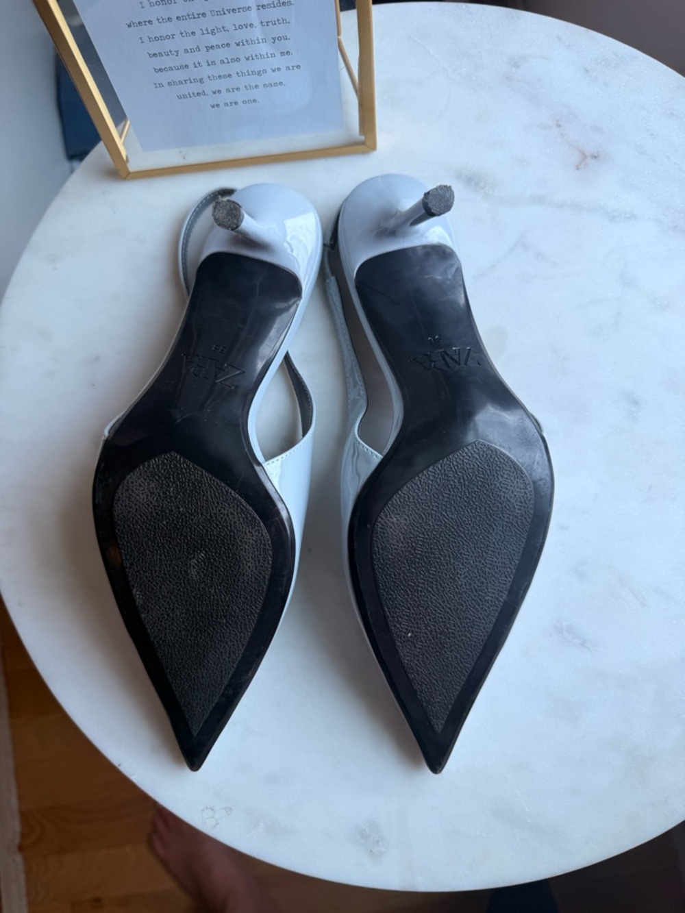 Zara Slingback Pointed Toe Stiletto Heels in Light Blue 7.5 - Picture 12 of 12